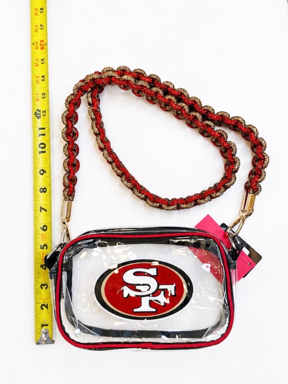 NWT SF 49ers Clear Stadium Bag w/ Rhinestone Strap Crossbody - Picture 7 of 9